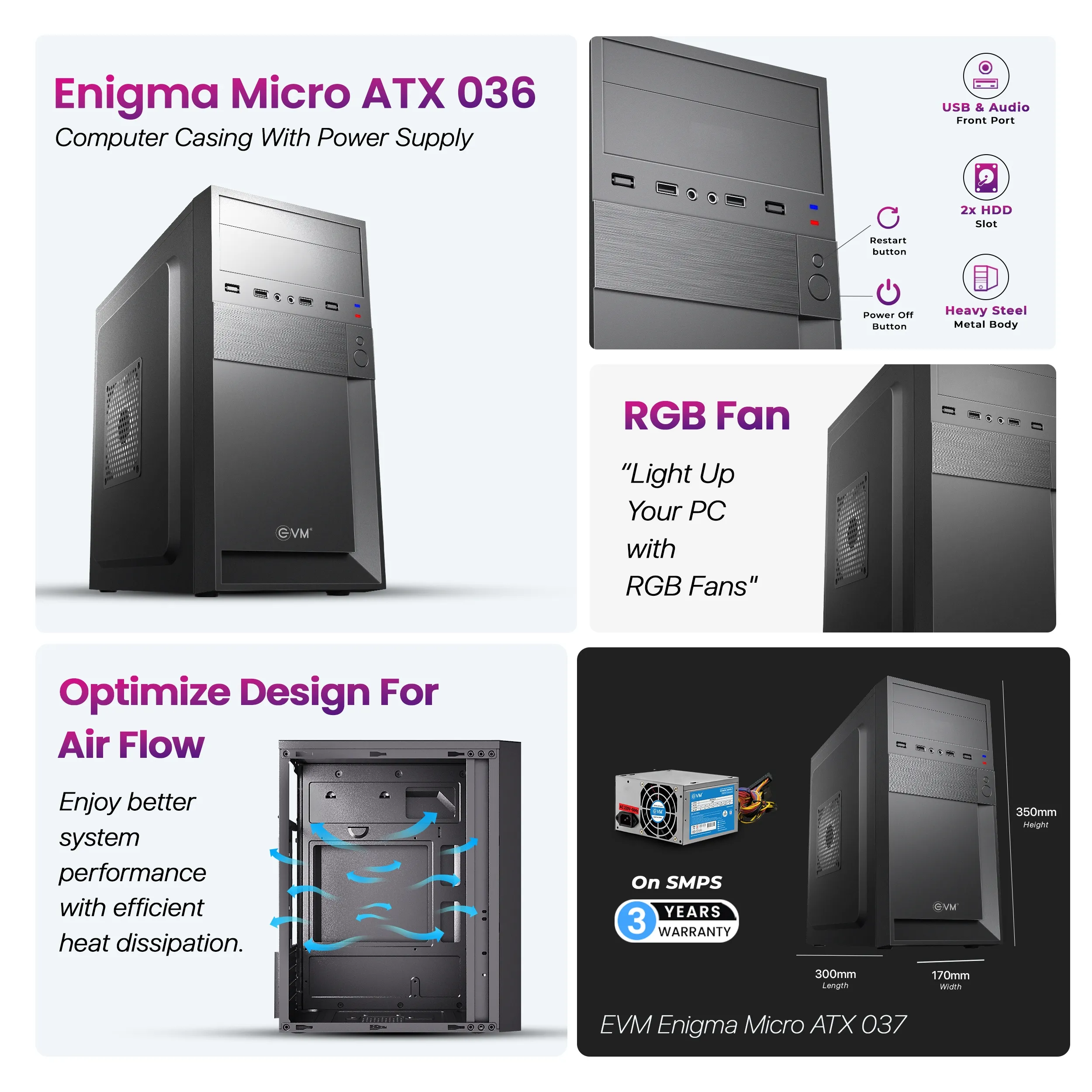 EVM Cabinet With SMPS Enigma Micro ATX 036 view 3
